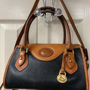 Dooney & Bourke Vintage Black & Brown Satchel All Weather Bag